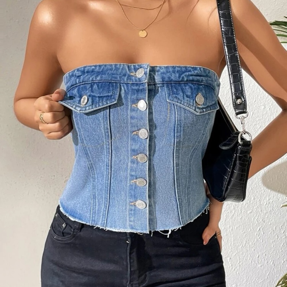 New crop denim top